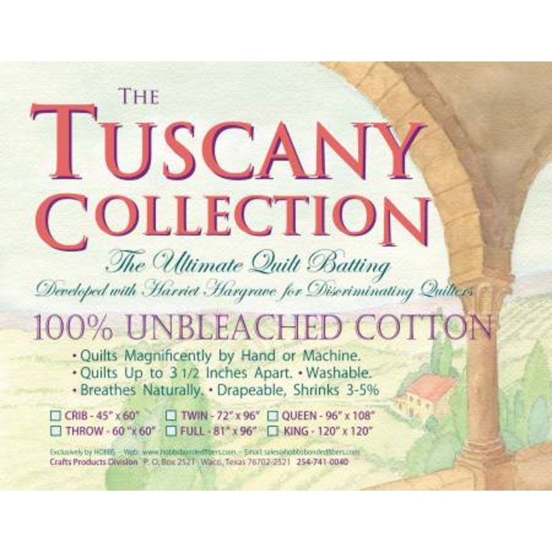Hobbs Tuscany Unbleached Cotton Twin Size Pre-Cut Batting (72x96) (TU72)