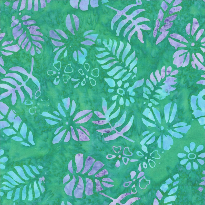 JDJ - Iris Beauty: JADE TROPICAL LEAVES Batik Cotton Fabric (1/2 yd)