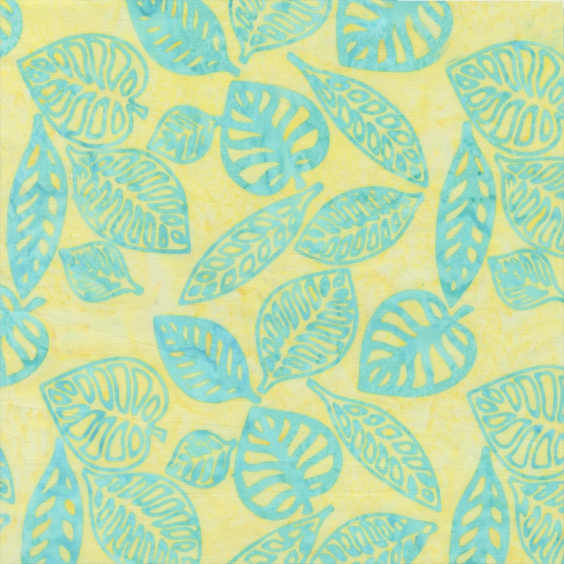 JDJ - Lollypop: CANARY BLUE MONSTERA Batik Cotton Fabric (1/2 yd)