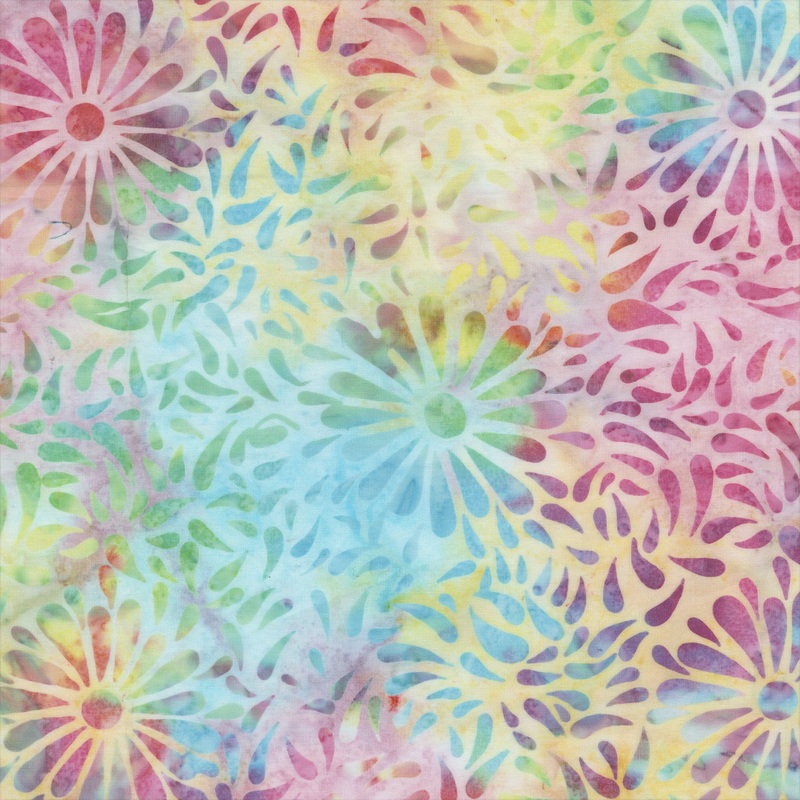 JDJ - Lollypop: Multi PASTEL DAISY PETALS Batik Cotton Fabric (1/2 yd)