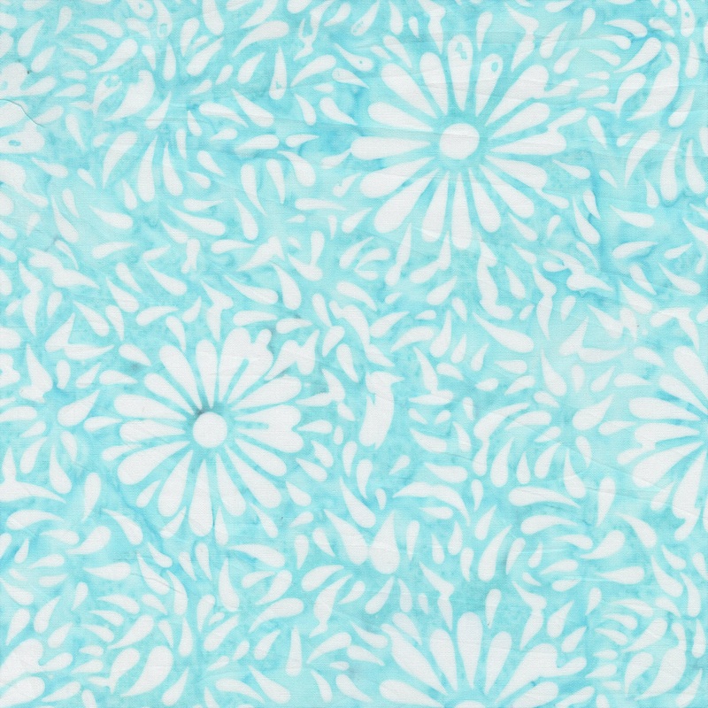 JDJ - Lollypop: Powder Blue DAISY PETALS Batik Cotton Fabric (1/2 yd)