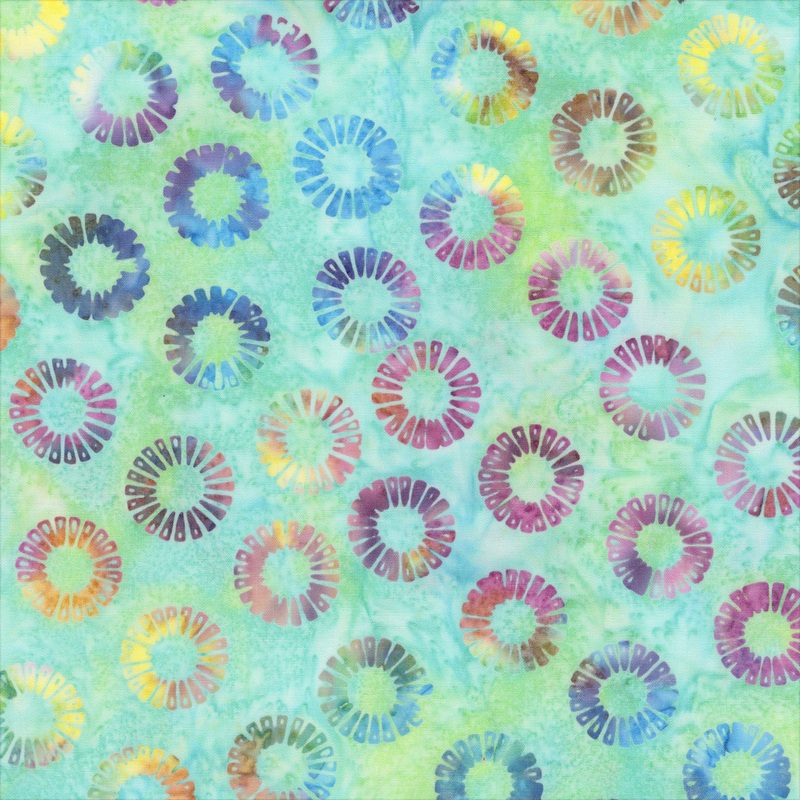 JDJ - Lollypop: SPEARMINT PETAL WHEELS Batik Cotton Fabric (1/2 yd)