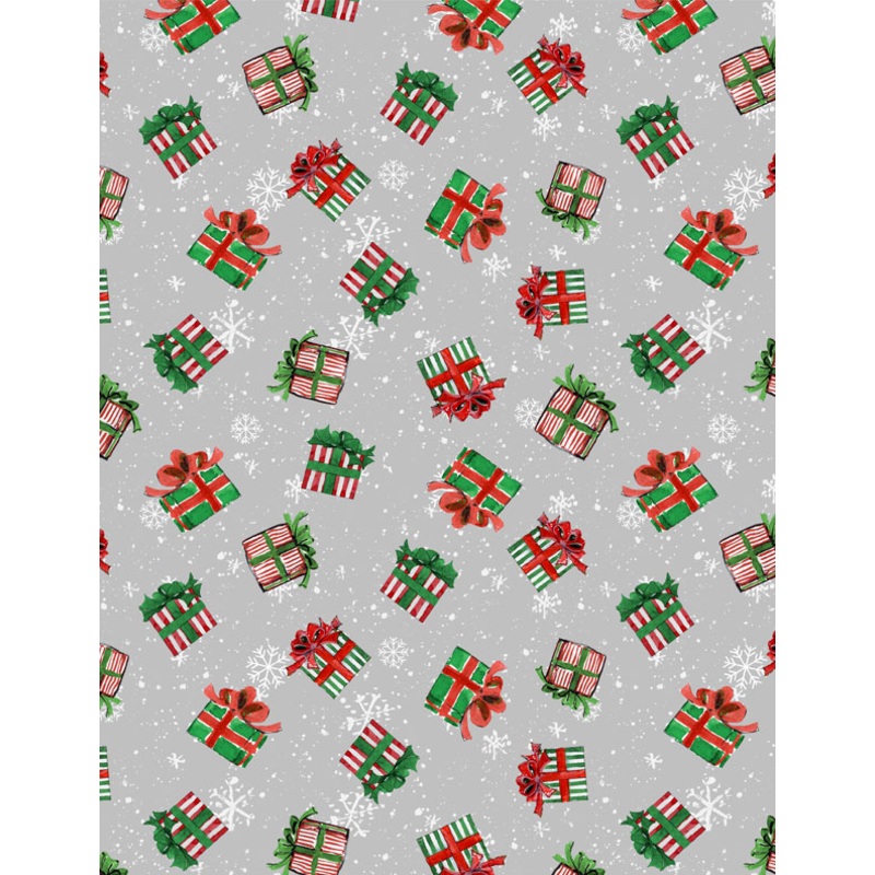 Merry Gnome-ments: GIFT TOSS GRAY Fabric (1/2 yd)