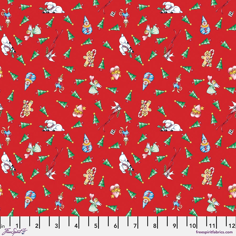 So Much Joy: CHRISTMAS TREE TOSS - Red Fabric (1/2 yd) by Mary Engelbreit