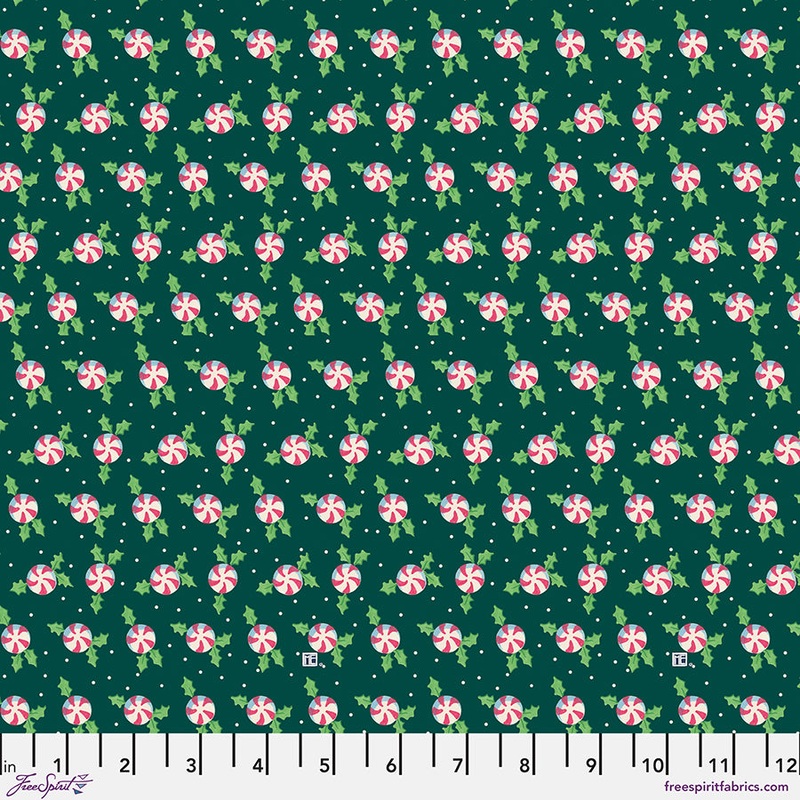 So Much Joy: HOLLY PEPPERMINT - GREEN Fabric (1/2 yd) by Mary Engelbreit