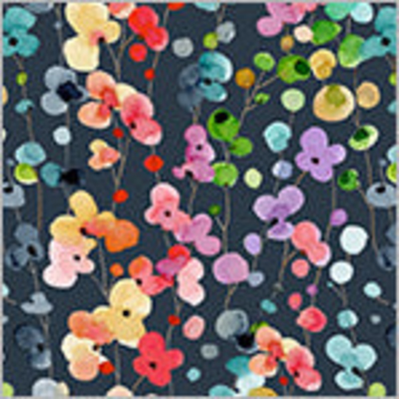 Wild Meadow: PETITE BLOOMS, NAVY Fabric (1/2 yd.)