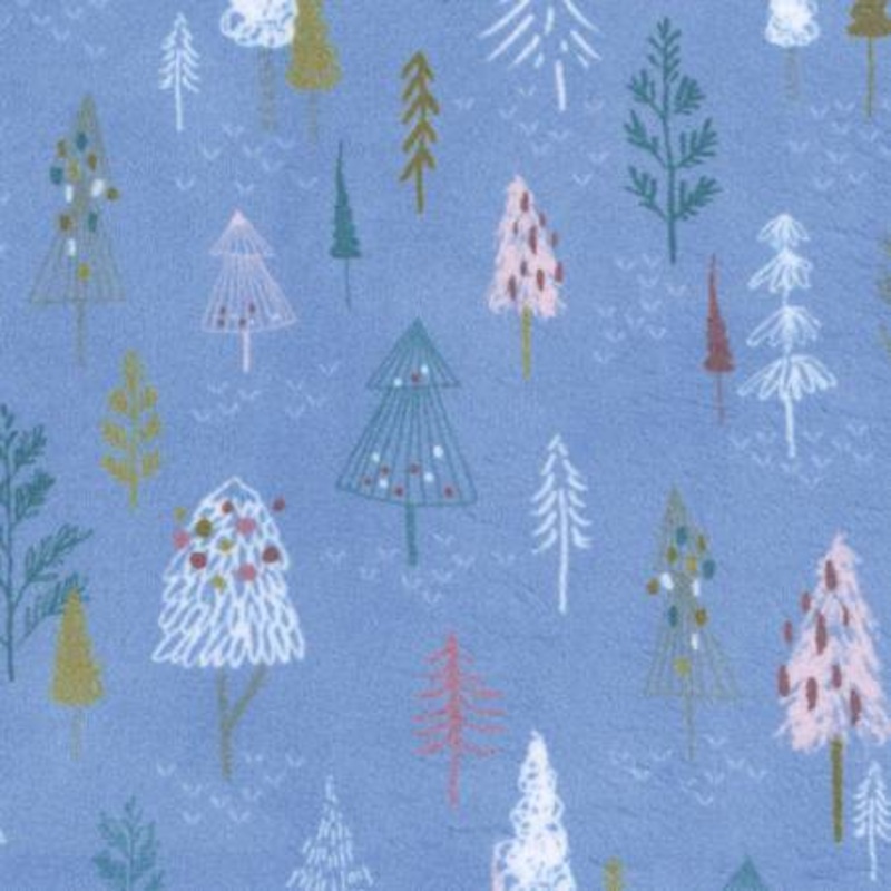 60 Minky Winter Days Trees- Hyacinth  Sold in UNITS of  metre