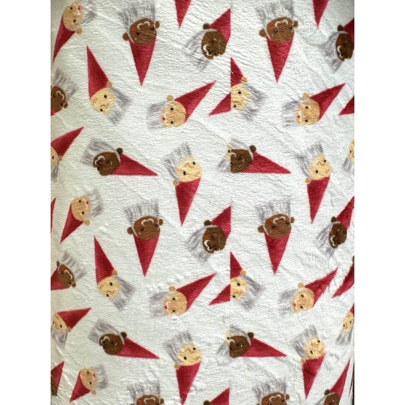 60 Santa Heads On Minky  Sold in UNITS of  metre
