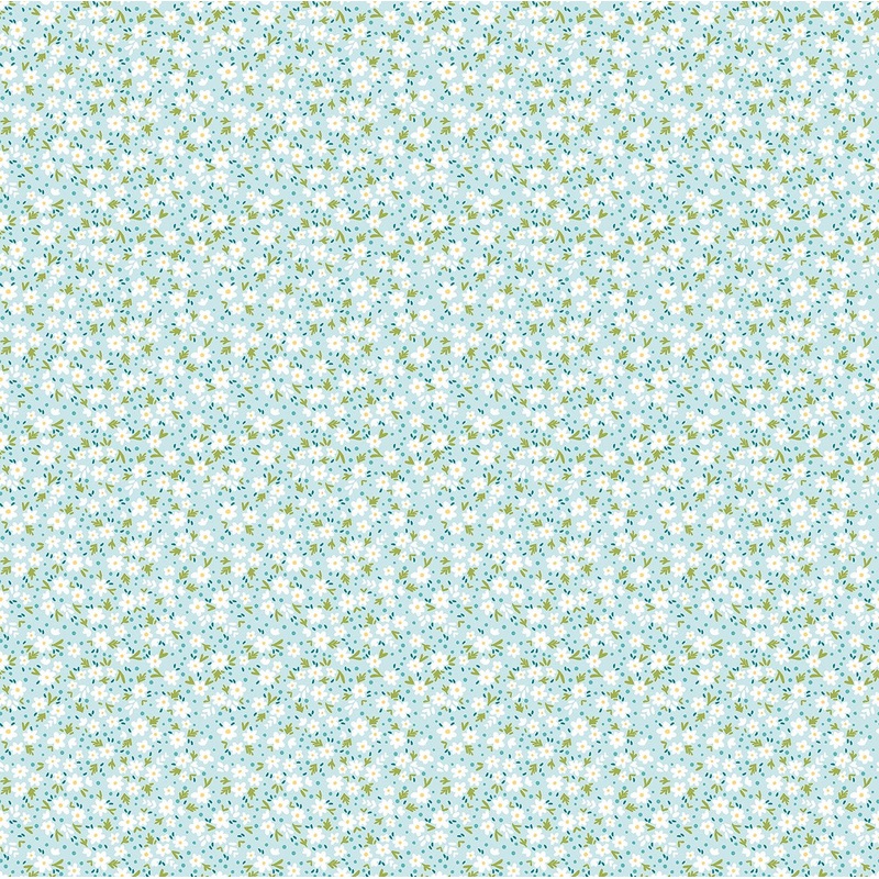 Among The Wildflowers II: PAPERWHITES AQUA Fabric (1/2 yd) by Shelly Cavanna