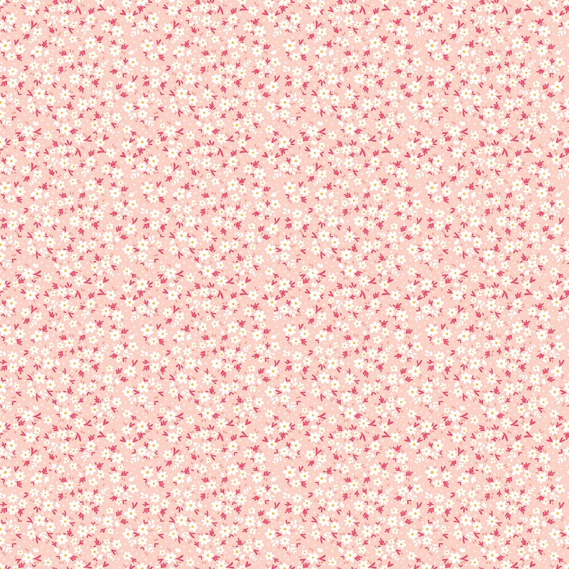 Among The Wildflowers: PAPERWHITES CORAL Fabric (1/2 yd) by Shelly Cavanna