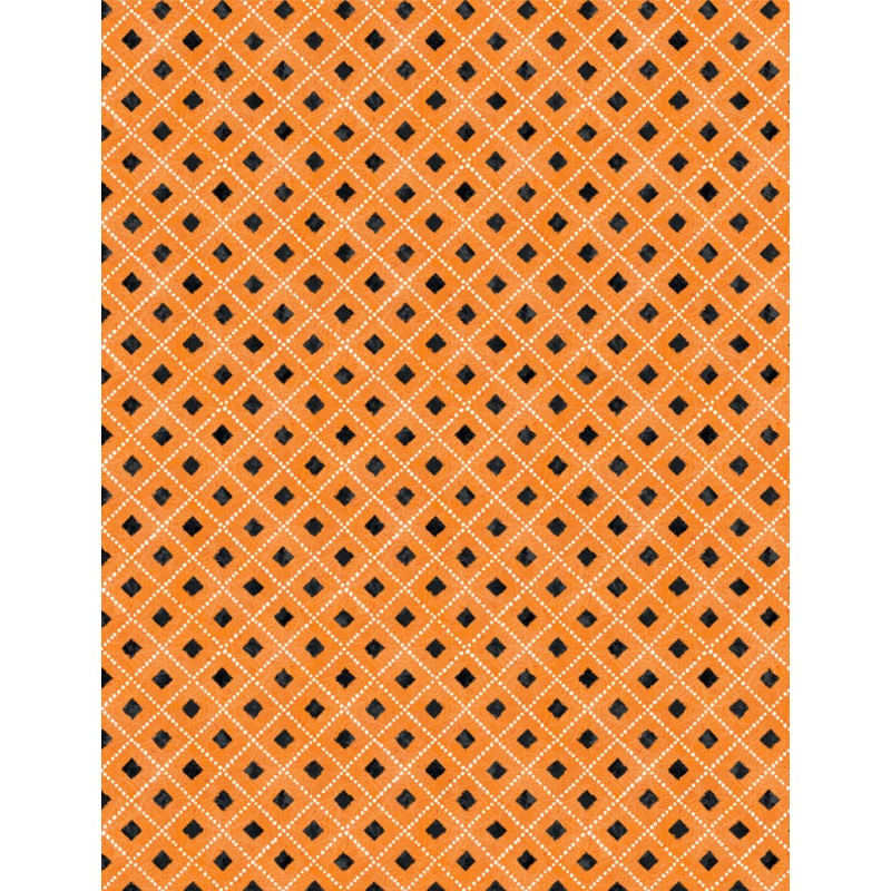 Midnight Hauntings: DIAMONDS ORANGE Fabric (1/2 yd)