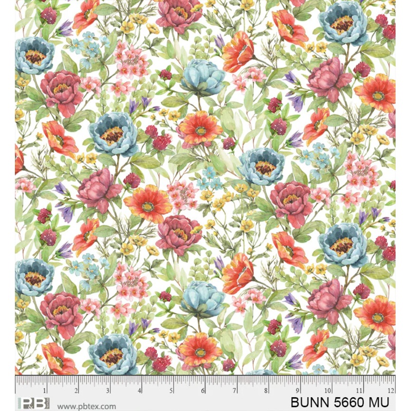 Bunnies and Blooms: ALLOVER FLORAL (1/2 yd)