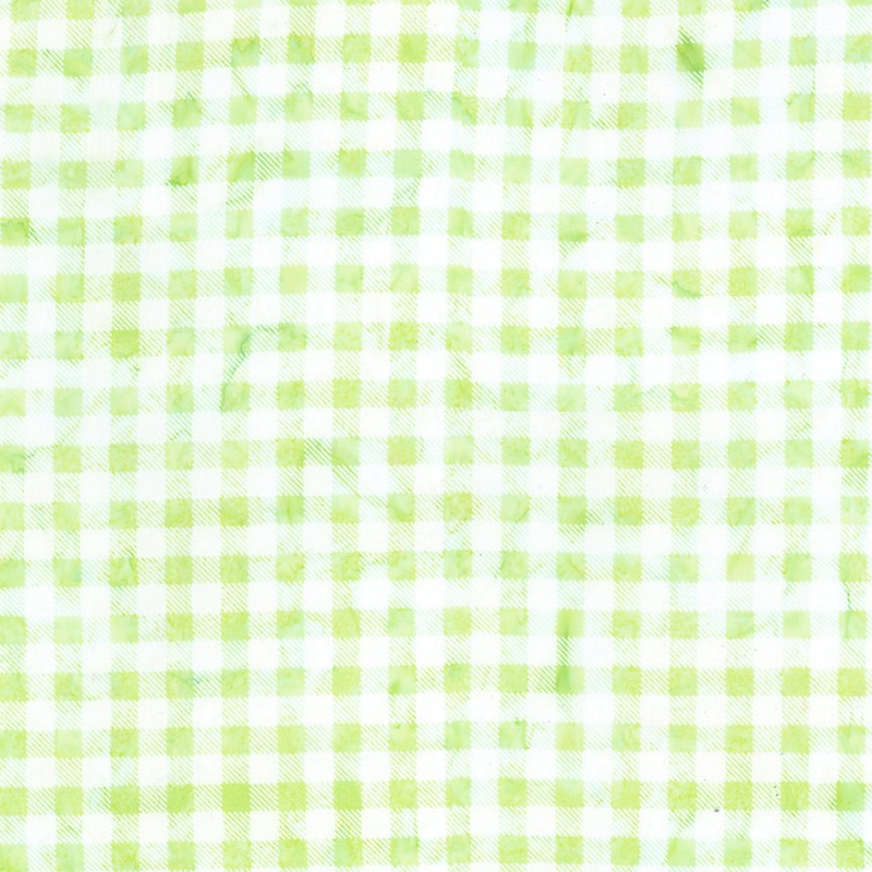 Expressions Batiks Daisy Dots: CHARTREUSE GINGHAM Fabric (1/2 yd)