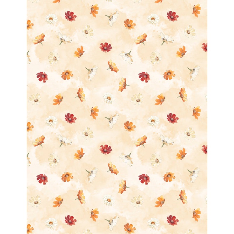 Harvest Blooms: FLOWERS TOSS CREAM Fabric (1/2 yd)