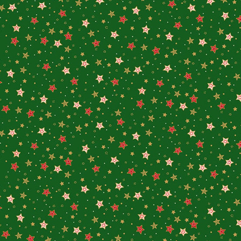 Jolly Saint Nick: GREEN SPARKLE Fabric (1/2 yd) by Makower UK