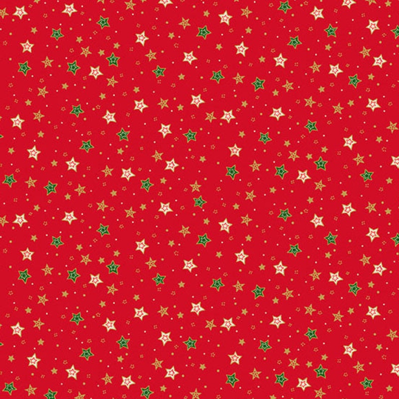 Jolly Saint Nick: RED SPARKLE Fabric (1/2 yd) by Makower UK