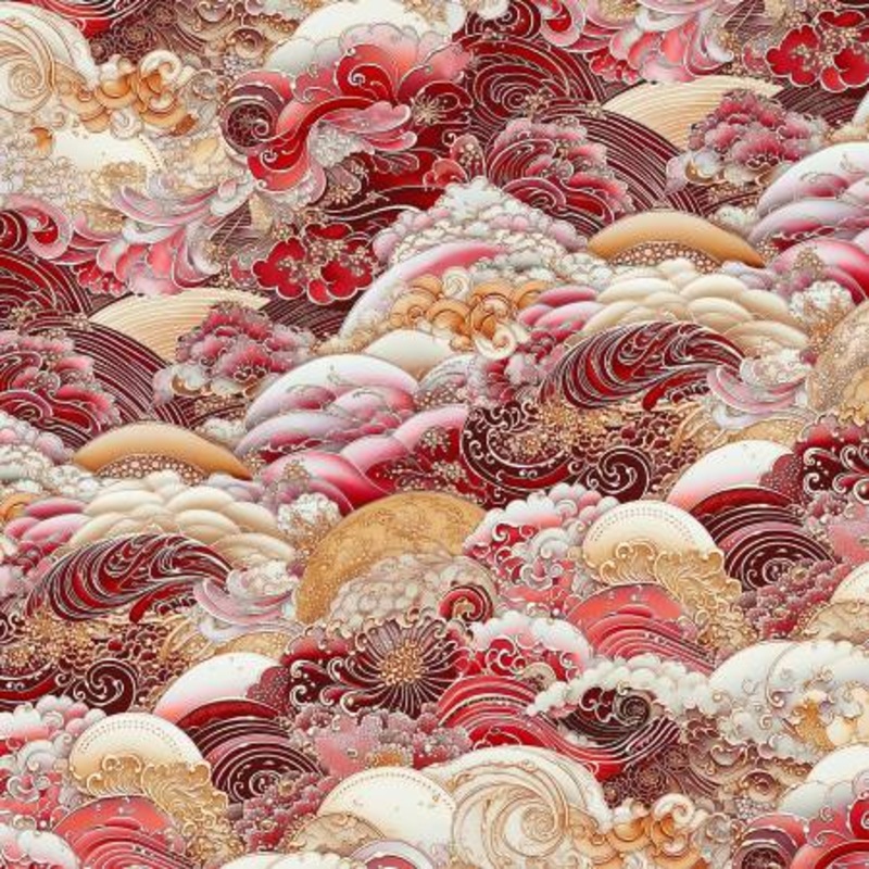 Red Waves in Motion 108 Cotton (NAMW05657-R)  Sold in UNITS of  metre