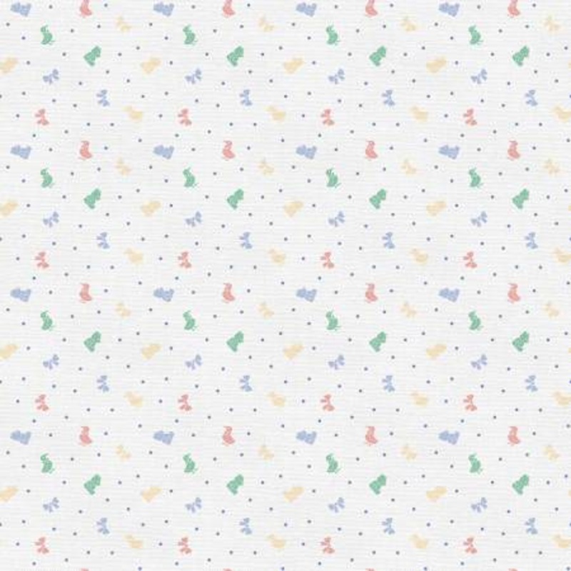 Blue/Red/Green On White Ditsy Ducks & Bows 118 Cotton (183-25239)  Sold in UNITS of  metre