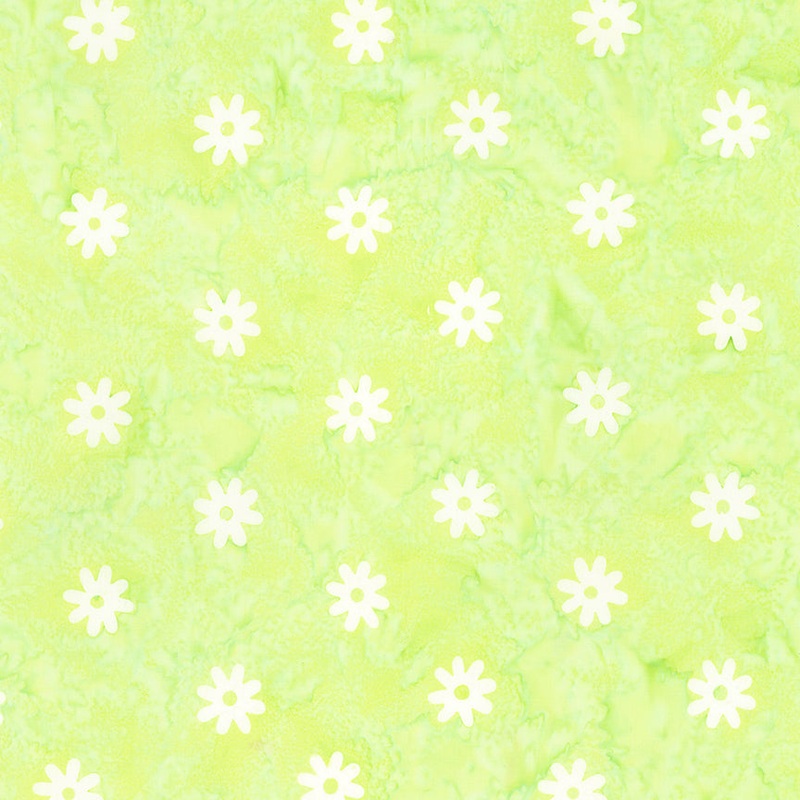 Expressions Batiks Daisy Dots: CHARTREUSE Fabric (1/2 yd)