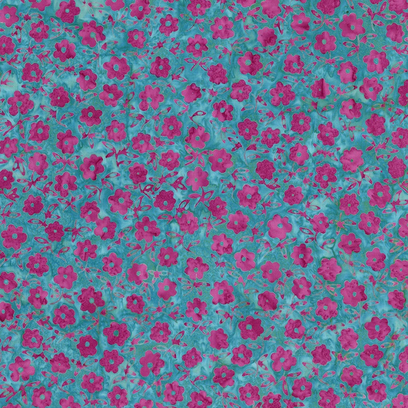 Expressions Batiks Daisy Dots: RASPBERRY JADE Fabric (1/2 yd)