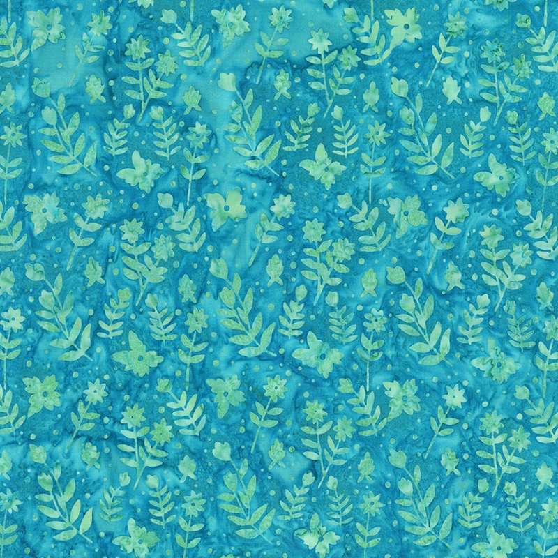 Expressions Batiks Daisy Dots: TEAL WATERFALL Fabric (1/2 yd)
