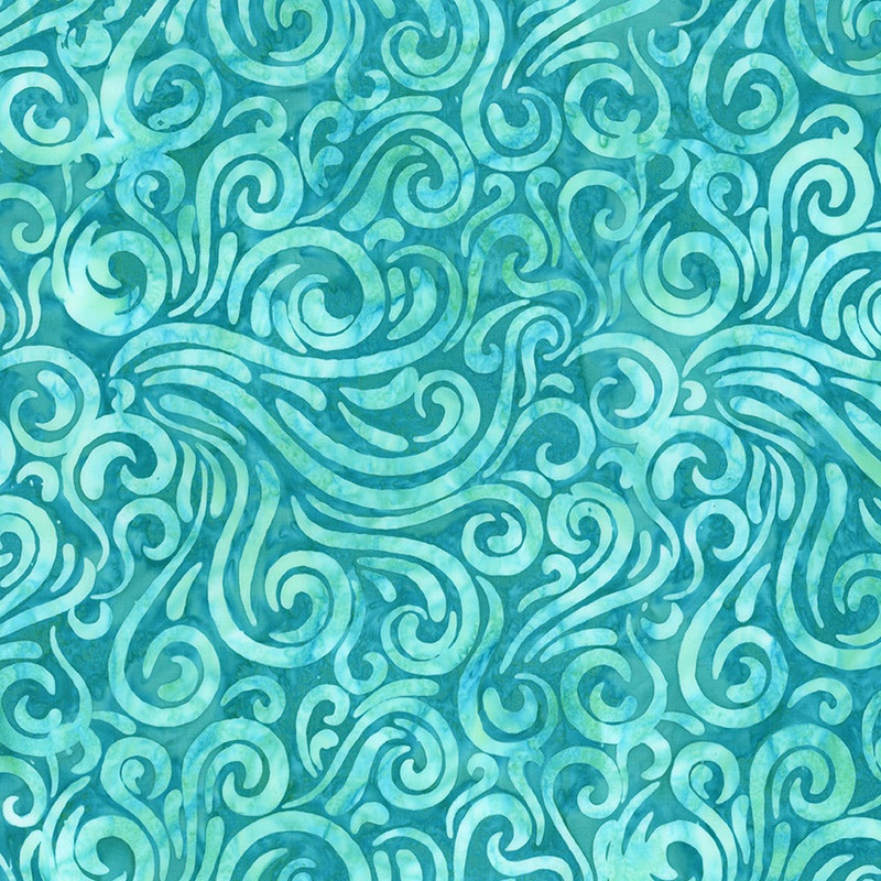 Expressions Batiks Daisy Dots: TEMPO TEAL Fabric (1/2 yd)