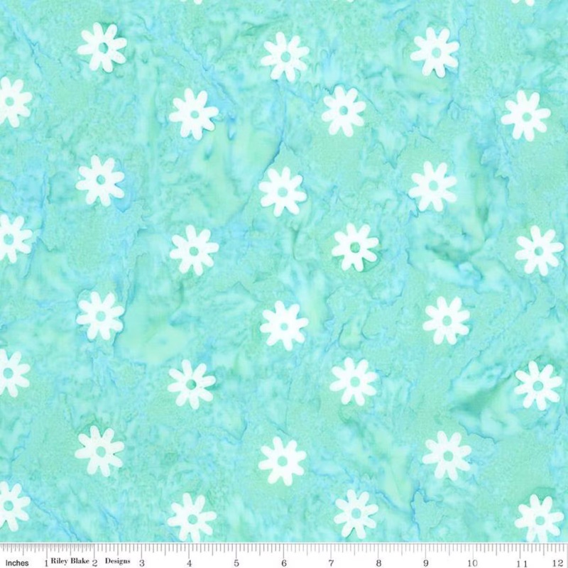Expressions Batiks Daisy Dots: WINTER MINT Fabric (1/2 yd)