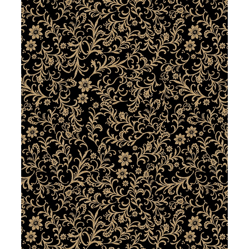 Holiday Tidings: HOLIDAY VINES BLACK Fabric (1/2 yd)
