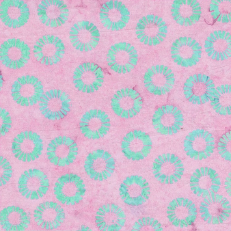 JDJ - Lollypop: PETAL WHEELS BLUSH Batik Cotton Fabric (1/2 yd)