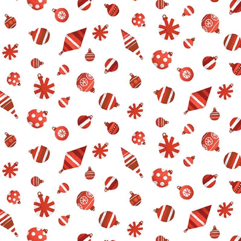 Meowy Christmas: Fa La La Ornaments Red/White Fabric (1/2 yd)