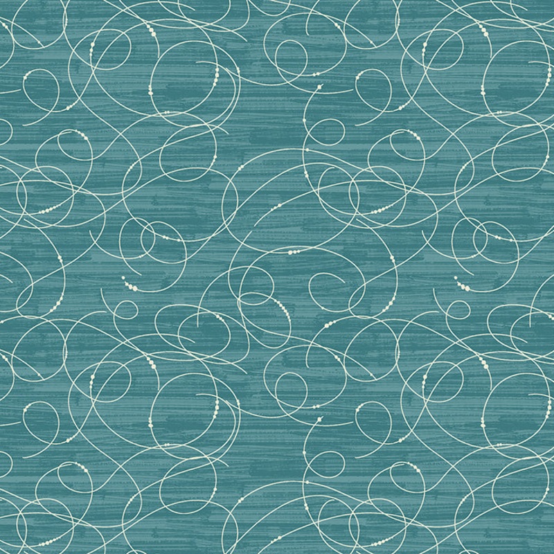 Modern Vintage Treasured: ETCHED GLASS Dark TEAL Fabric (1/2 yd)
