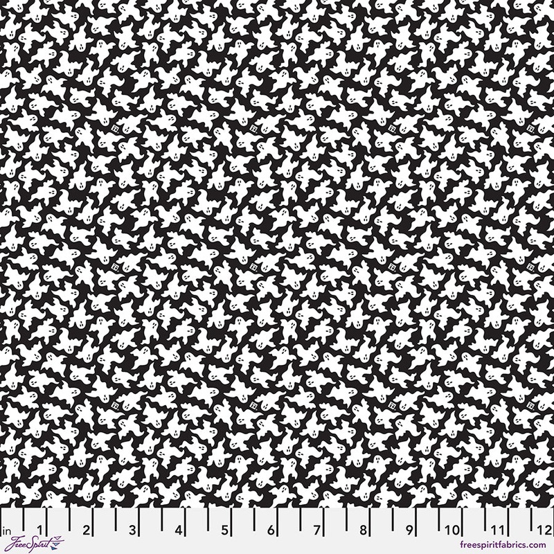 Spooky Cute Halloween: GHOST CLUSTER - BLACK Fabric (1/2 yd)