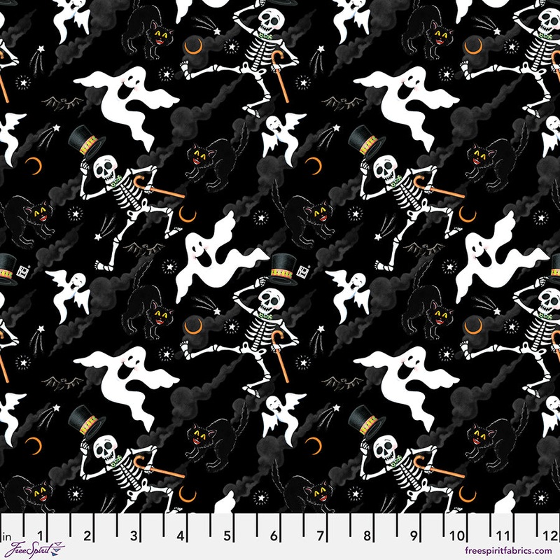 Spooky Cute Halloween: SCARY SKY - BLACK Fabric (1/2 yd)