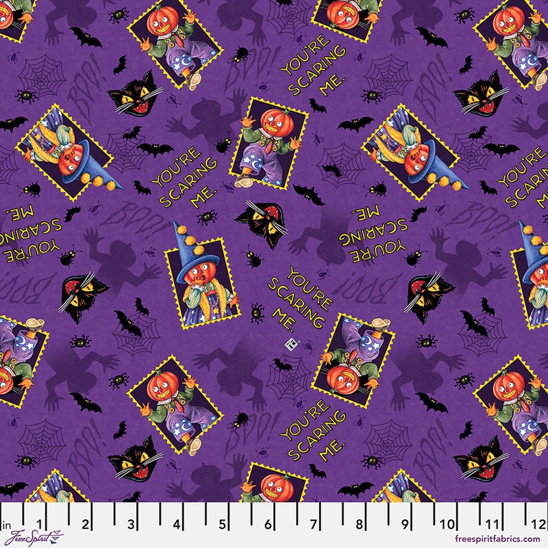 Spooky Cute Halloween: You're Scaring Me- Purple Fabric (1/2 yd)