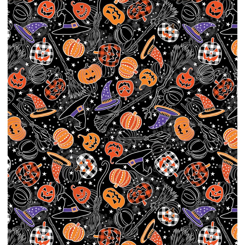 Happy Hauntings: HALLOWEEN MAGIC BLACK (1/2 yd)
