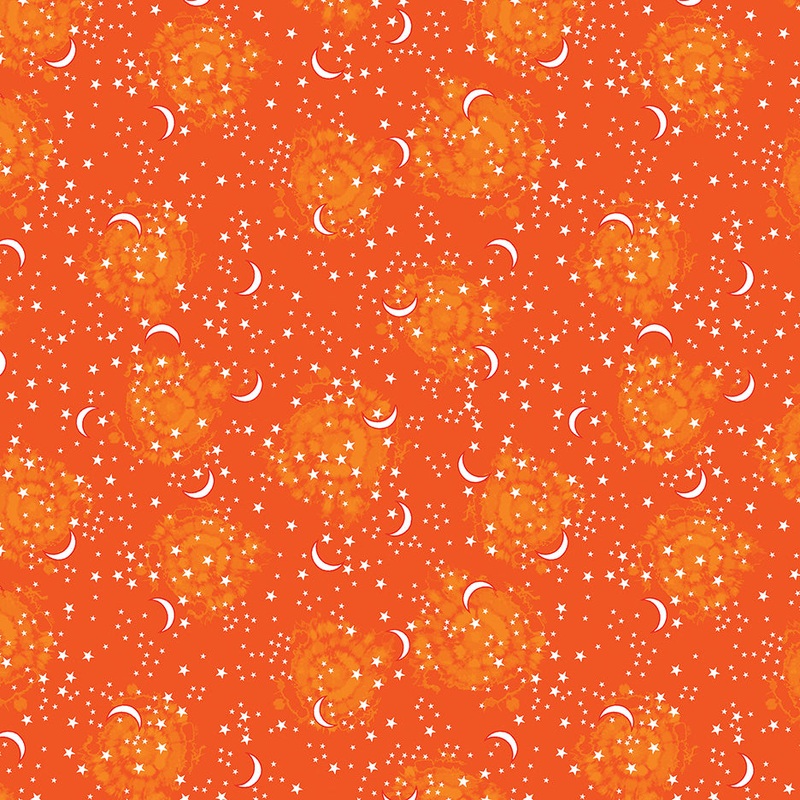 Happy Hauntings: STARY SKY ORANGE (1/2 yd)