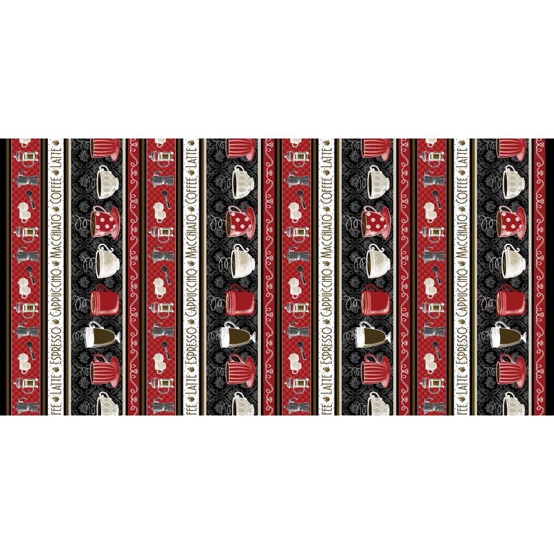 Perfect Brew: PERFECT BREW STRIPE Black/Red (1/2 yd)