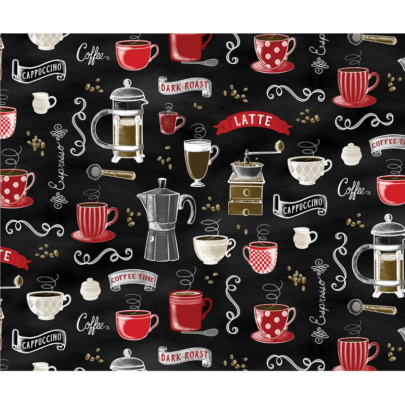 Perfect Brew: RISE 'N GRIND Black/Multi (1/2 yd)