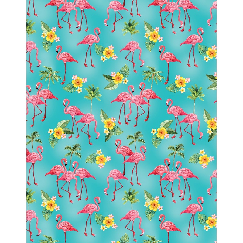 Paradise Awaits: FLAMINGO PARADISE TEAL Fabric (1/2 yd)