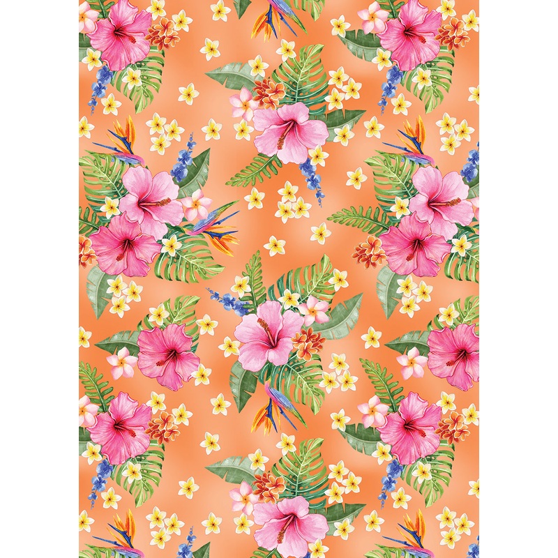 Paradise Awaits: HIBISCUS PARADISE MELON Fabric (1/2 yd)