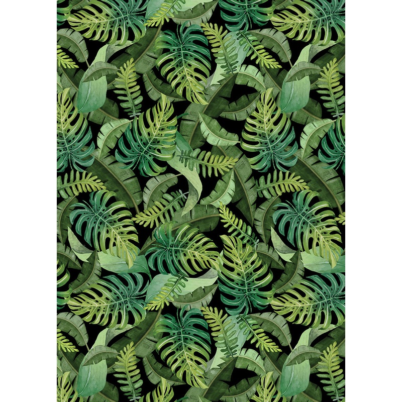 Paradise Awaits: LEAVES OF PARADISE Black Fabric (1/2 yd)