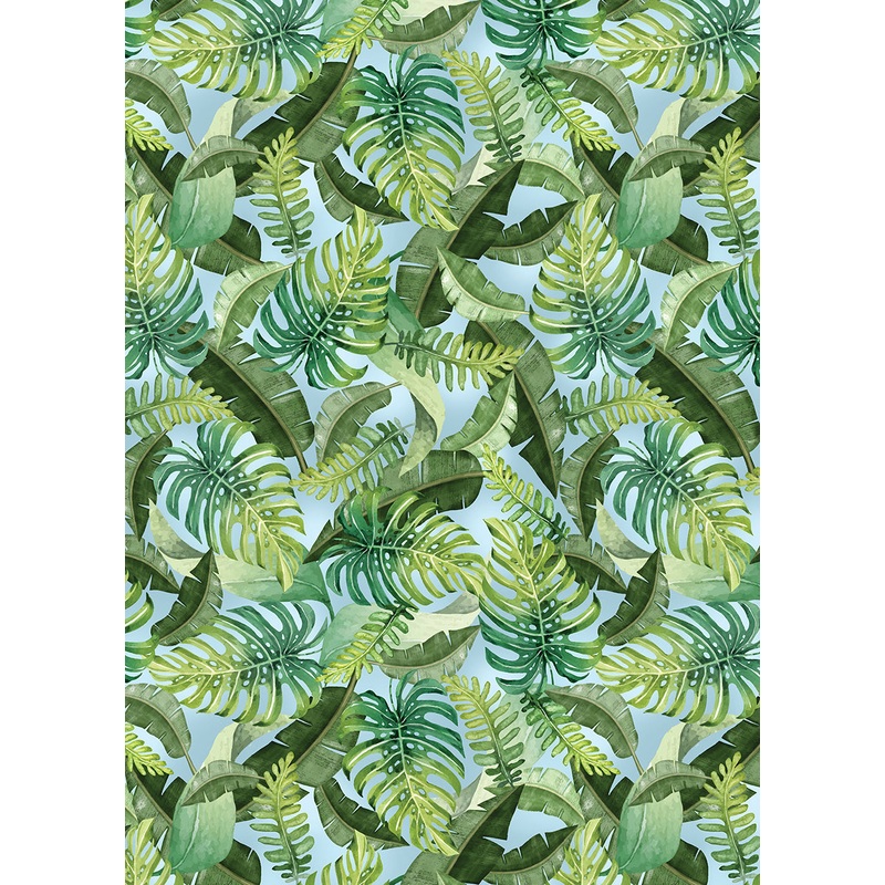 Paradise Awaits: LEAVES OF PARADISE Blue/Green Fabric (1/2 yd)