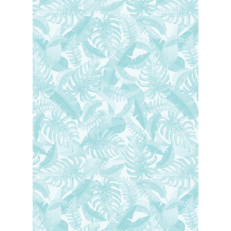 Paradise Awaits: LEAVES OF PARADISE LIGHT Blue Fabric (1/2 yd)