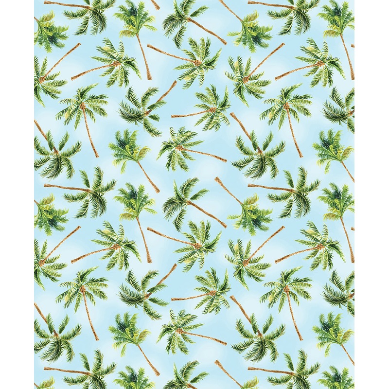 Paradise Awaits: PALM TREES Light Blue Fabric (1/2 yd)