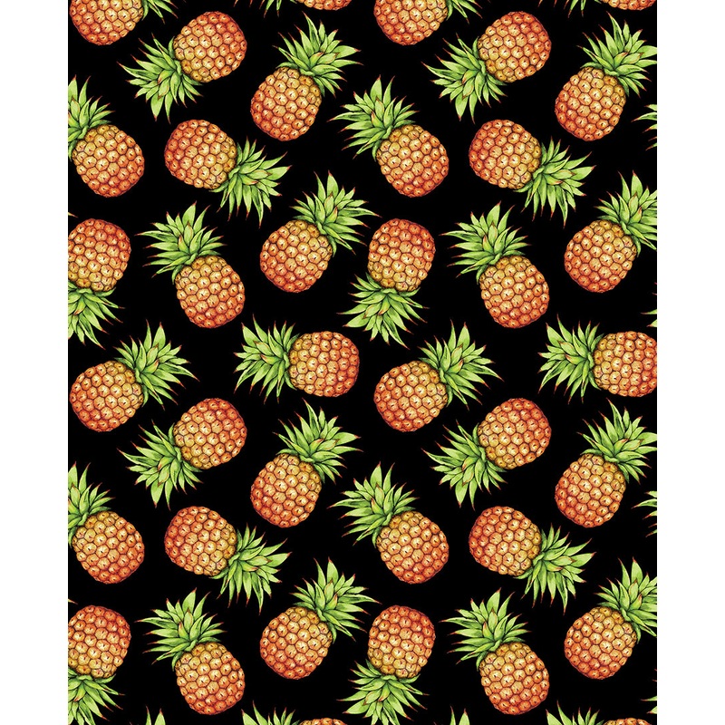 Paradise Awaits: PINEAPPLES BLACK Fabric (1/2 yd)