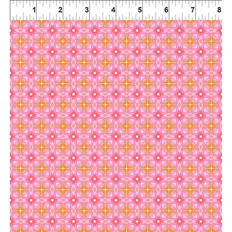 Dragon Friends: PINK GEO 1 Fabric (1/2 yd)