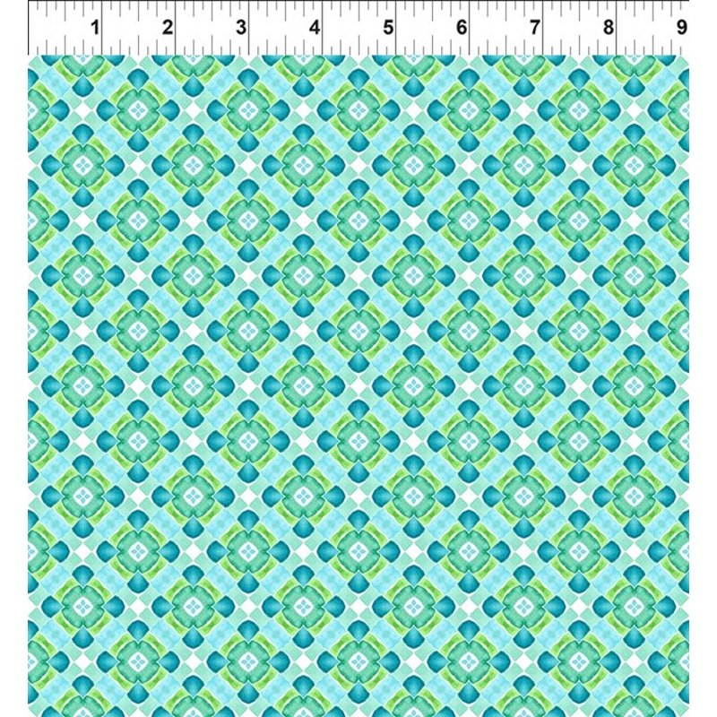 Dragon Friends: TEAL GEO 5 Fabric (1/2 yd)