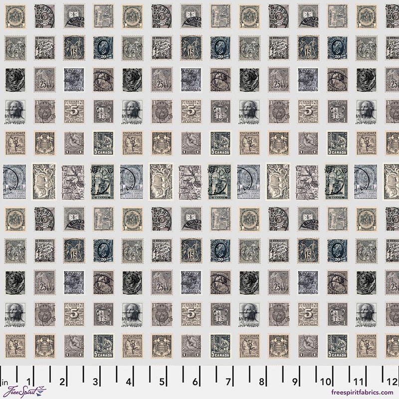Eclectic Elements Palette: CHARCOAL STAMPS Fabric (1/2 yd) by Tim Holtz
