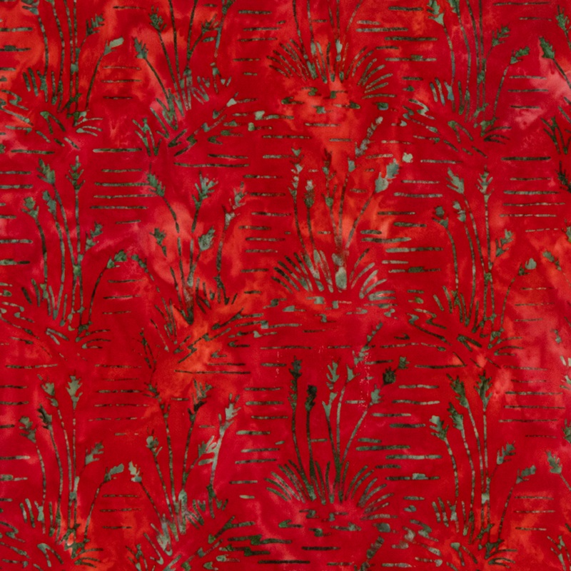 Expressions Batiks Tjaps: TOMATO RED Fabric (1/2 yd)