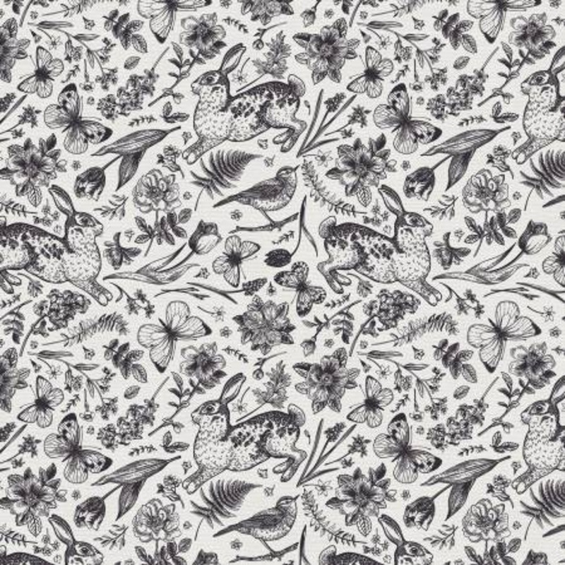 Black On White Garden Toss 118 Cotton (183-25358)  Sold in UNITS of  metre